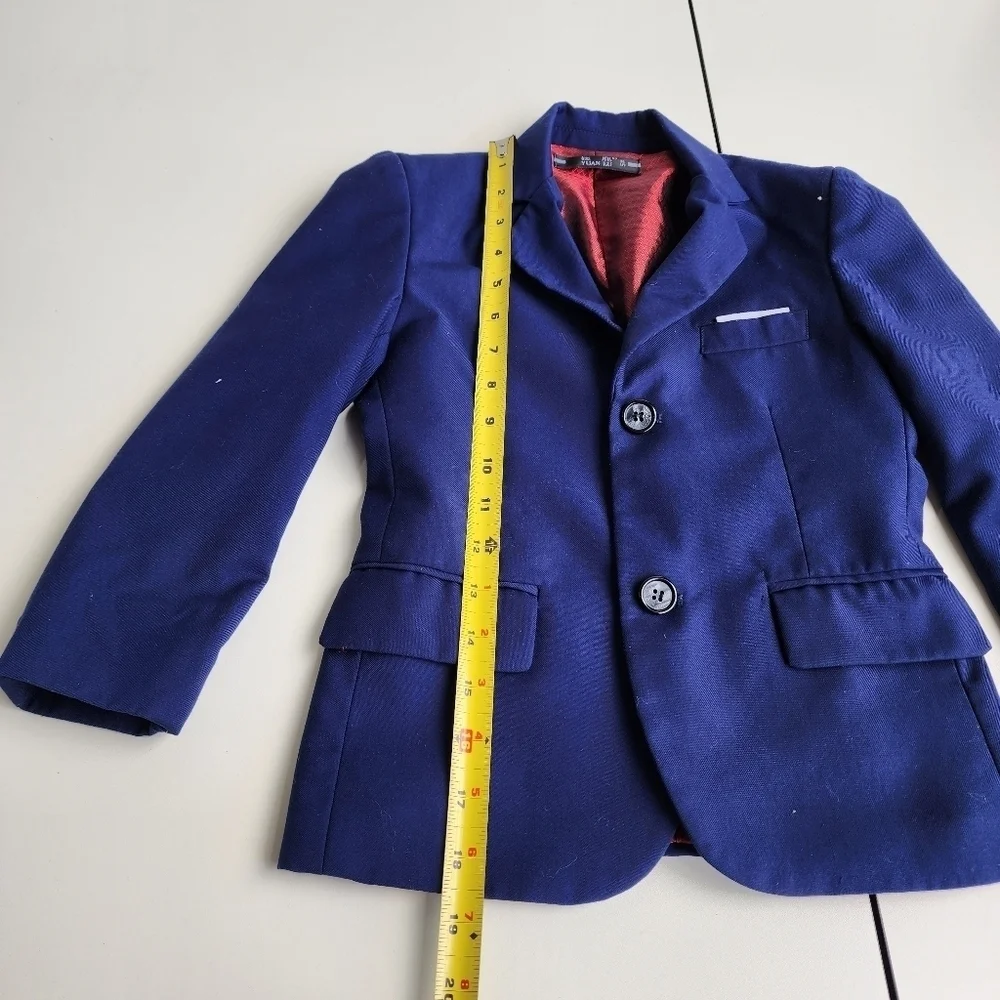Yuan Lu Boys Blue Formal Suit Navy Blue Quality Made Pockets Sz 5